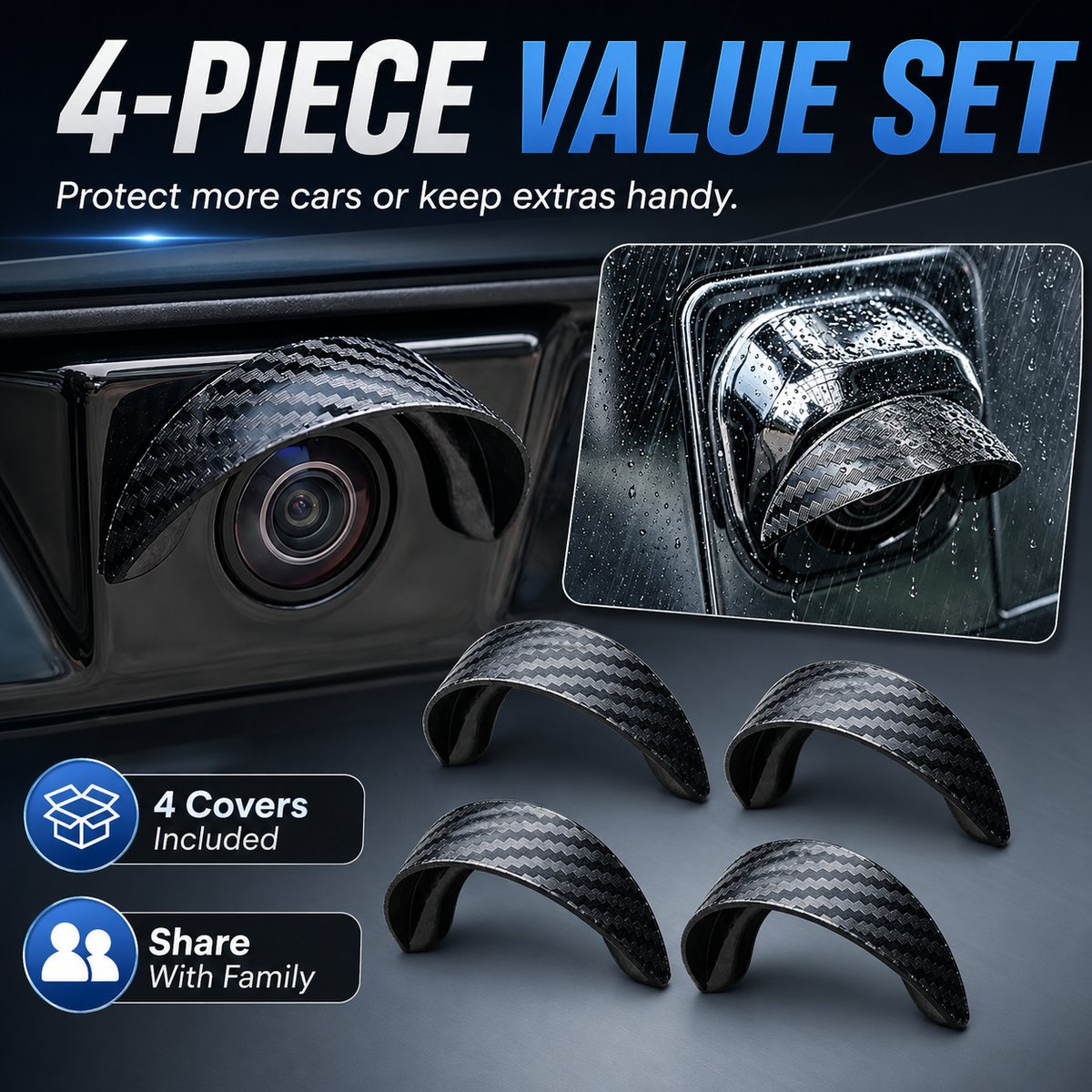 Zincveil Four-piece car camera rain cover set